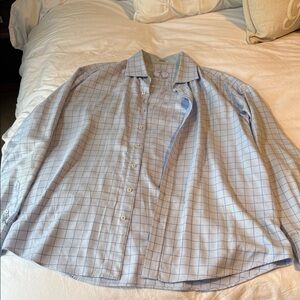 Bugatchi Blue Checkered Dress Shirt